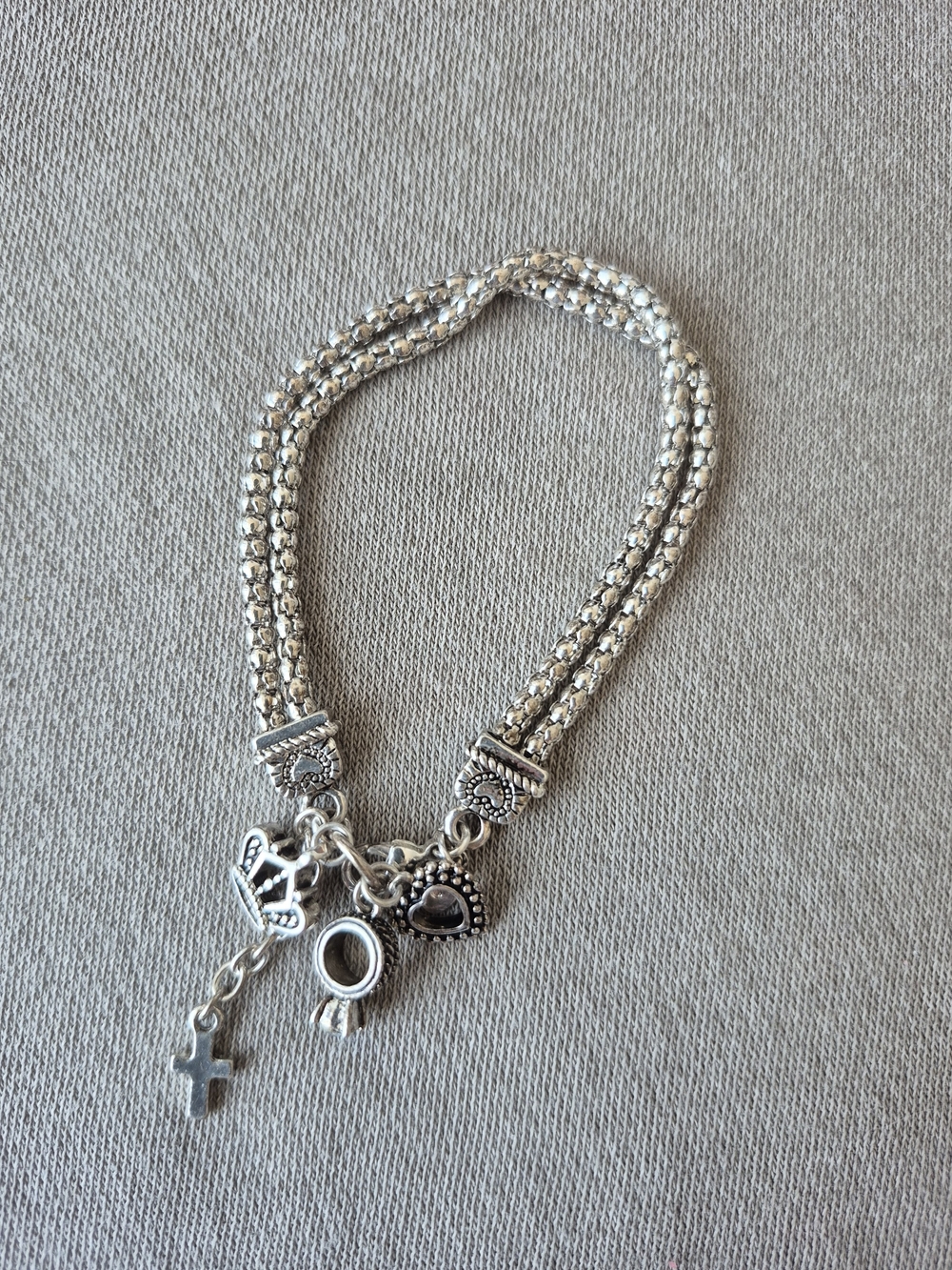 Silver-Tone Multi-Strand Charm Bracelet - Silver